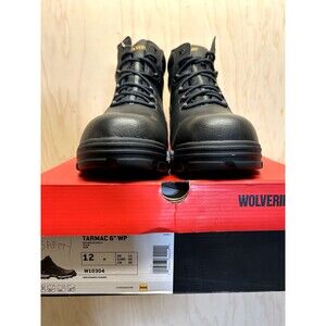 Wolverine Tarmac 6" Waterproof Work Boot US Mens 12 Black Leather